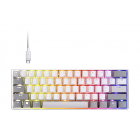 CORSAIR CLIPPER PRO MINI 60 Hall Effect Gaming Keyboard, Backlit RGB LED, CORSAIR MGX Core, White , PBT DS Keycaps