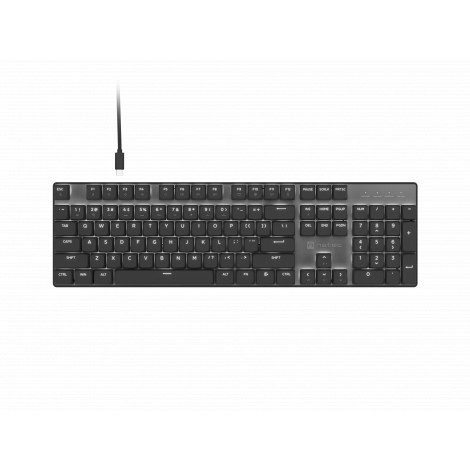 Natec Amberjack | Keyboard | Wired | US | Linear | White backlight, Hot-swappable switches, Anti-ghosting, Built-in memory, Macr
