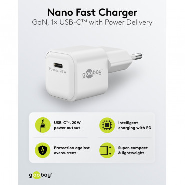 Goobay 20 W USB-C PD GaN Fast Charger Nano | USB-C