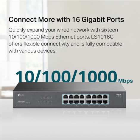 TP-LINK 16-Port Gigabit Switch | LS1016G | Unmanaged | Desktop/Rack-mountable