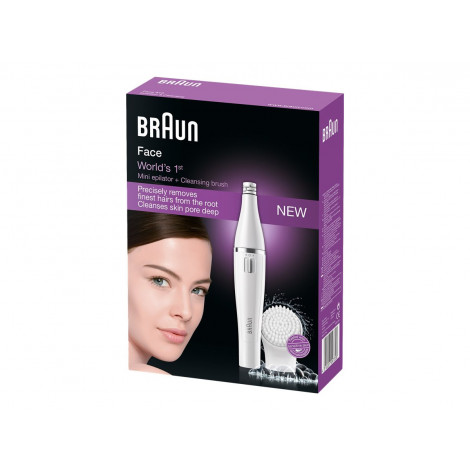Braun Face Facial Epilator and Brush | SE810 | Number of power levels 1 | Wet & Dry | White/Silver