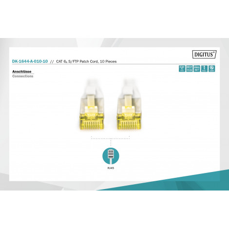 DIGITUS CAT 6A S/FTP patch cable, 10 pieces | Digitus