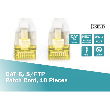 DIGITUS CAT 6A S/FTP patch cable, 10 pieces | Digitus