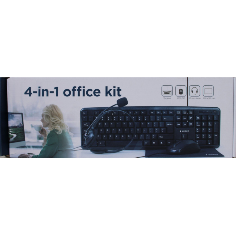 SALE OUT. Gembird KBS-UO4-01 Multimedia office set, black, US-Layout | SALE OUT. | Gembird 4-in-1 Multimedia office set | KBS-UO