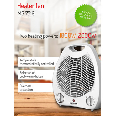Mesko | Heater | MS 7719 | Fan heater | 2000 W | White