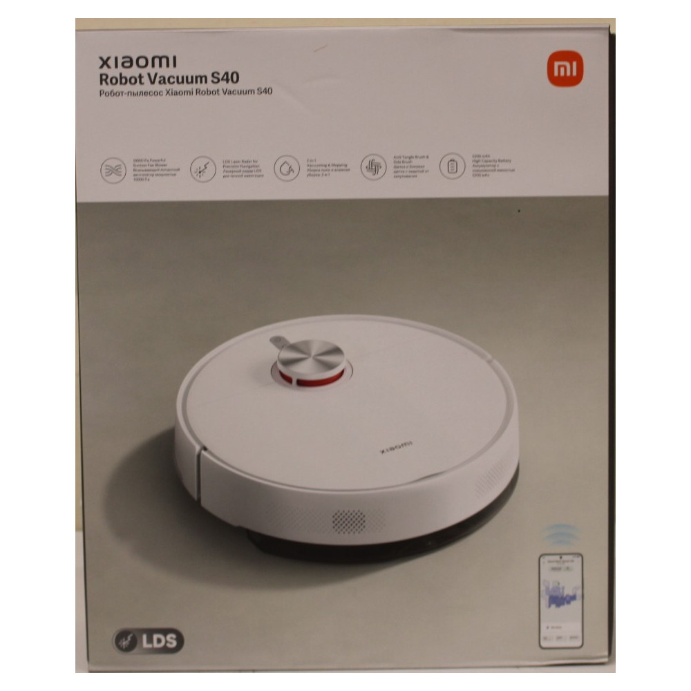 SALE OUT. Xiaomi Robot Vacuum S40 EU | Xiaomi Robot Vacuum S40 EU | Wet&Dry | 5200 mAh | Dust capacity 0.52 L | 10000 Pa | White