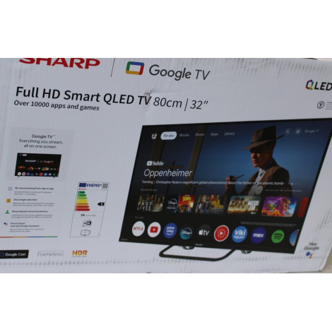 SALE OUT. Sharp 32HF3865E 32" (81cm) QLED Full HD Google TV | SALE OUT. | Sharp 32HF3865E | 32 | Smart TV | Google TV | DAMAGED 
