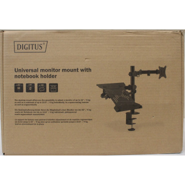 SALE OUT. DIGITUS Universal Monitor Mount with Notebook Holder | Digitus Desk Mount | DA-90436 | Tilt, swivel, height adjustment