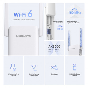 Mercusys AX3000 Dual-Band Wi-Fi 6 USB Adapter | ME80X | White