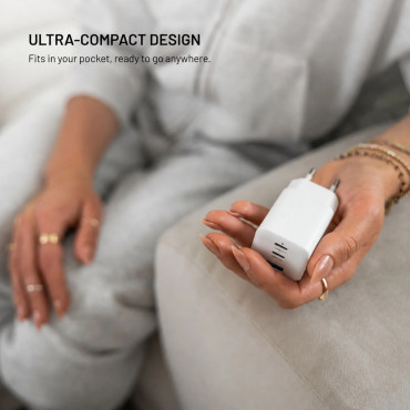 Fixed GaN Network Charger Mini with 2xUSB-C and USB output, PD support, 100 W, white | FIXCG100M-2C1A-WH