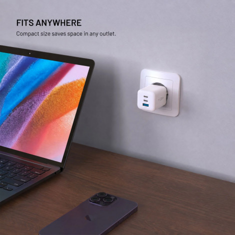 Fixed GaN Network Charger Mini with 2xUSB-C and USB output, PD support, 100 W, white | FIXCG100M-2C1A-WH