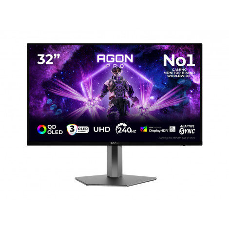 AOC | AG326UZD2 | 32 " | QD-OLED | UHD | 16:9 | 240 Hz | 0.03 ms | 3840 x 2160 pixels | 1000 cd/m | HDMI ports quantity 1 | Blac
