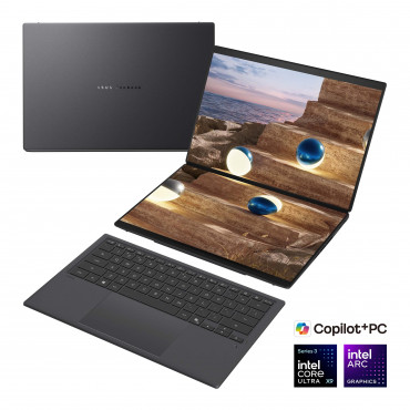 Asus Zenbook Duo UX8407AA-SN094X | Moher Gray | 14 " | OLED | Touchscreen | 2.8K | 2880 x 1800 pixels | Anti-Reflective | Intel 