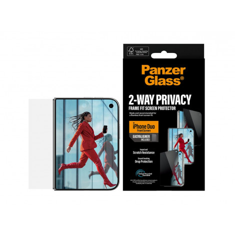 PanzerGlass Privacy w. EasyAligner | Screen protector | Apple | iPhone Duo | Glass | Transparent