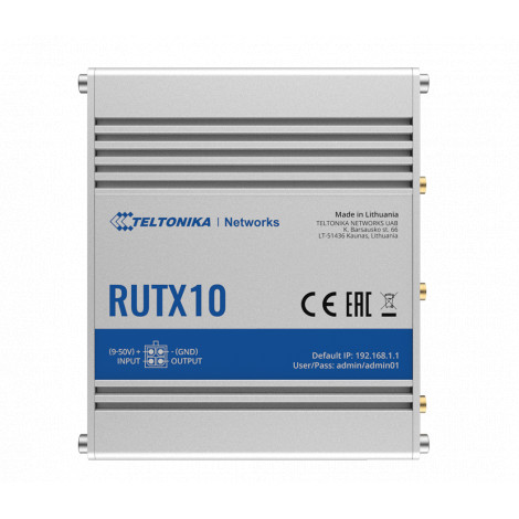 Teltonika | Industrial Router | RUTX10 | 802.11ac | 867 Mbit/s | 10/100/1000 Mbit/s | Ethernet LAN (RJ-45) ports 4 | Mesh Suppor