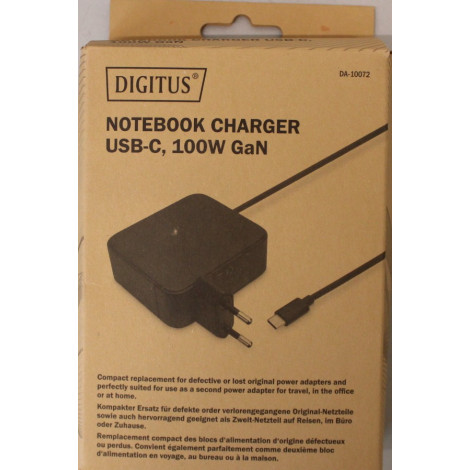 SALE OUT. Digitus Notebook Charger USB-C, 100W GaN / | SALE OUT. Digitus Notebook Charger USB-C, 100W | DA-10072 | DAMAGED PACKA