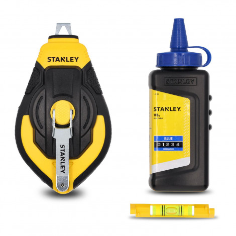 Stanley STHT47312-0 30M 3:1 Comfort Grip Reel Kit With Blue Chalk and Line Level