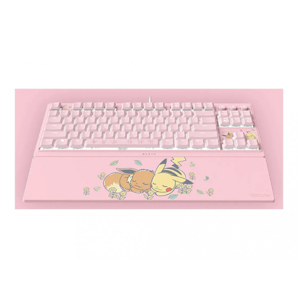 Razer Ornata V3 Tenkeyless | Gaming keyboard | Wired | US | Razer Mecha-Membrane Switches | Wrist Rest | Pikachu Eevee Edition