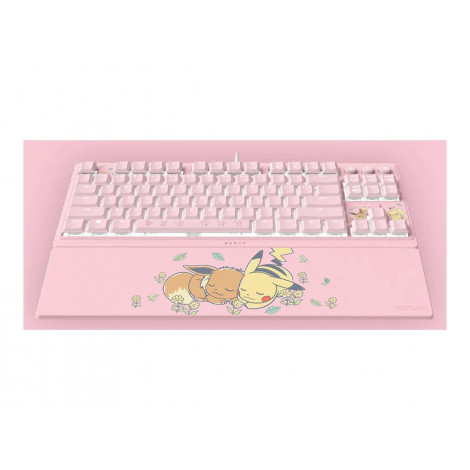 Razer Ornata V3 Tenkeyless | Gaming keyboard | Wired | US | Razer Mecha-Membrane Switches | Wrist Rest | Pikachu Eevee Edition