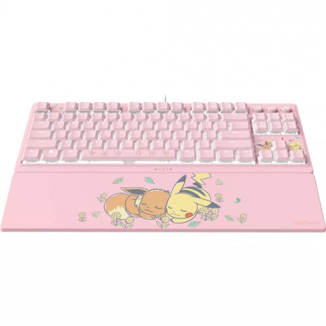 Razer Ornata V3 Tenkeyless | Gaming keyboard | Wired | US | Razer Mecha-Membrane Switches | Wrist Rest | Pikachu Eevee Edition