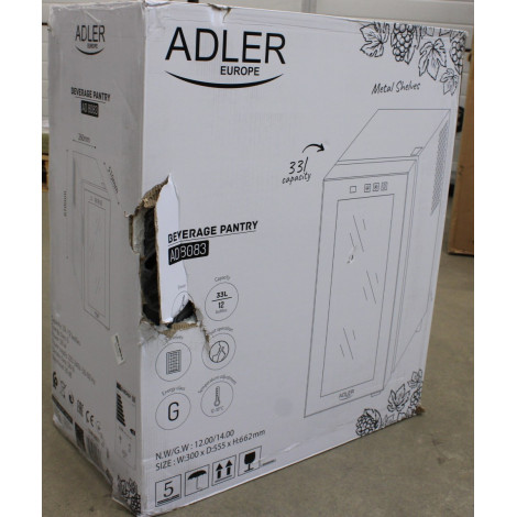 SALE OUT. Adler | Beverage Pantry | AD 8083 | Energy efficiency class G | Free standing | Bottles capacity 12 | Black | DAMAGED 