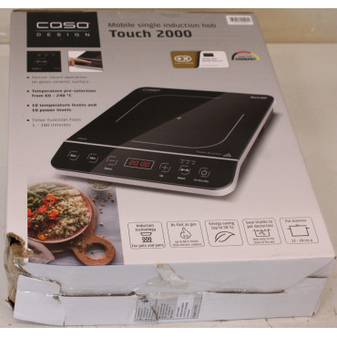 SALE OUT. Caso Touch 2000 Hob, Induction, Width 29 cm, 1 cooking zone, Touch control, Black | Caso | Hob | Touch 2000 | Inductio