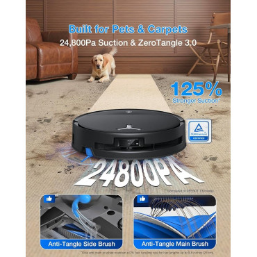Ecovacs Robotic Vacuum Cleaner | DEEBOT T80S OMNI BLACK | Wet&Dry | 6400 mAh | 24800 Pa | Black