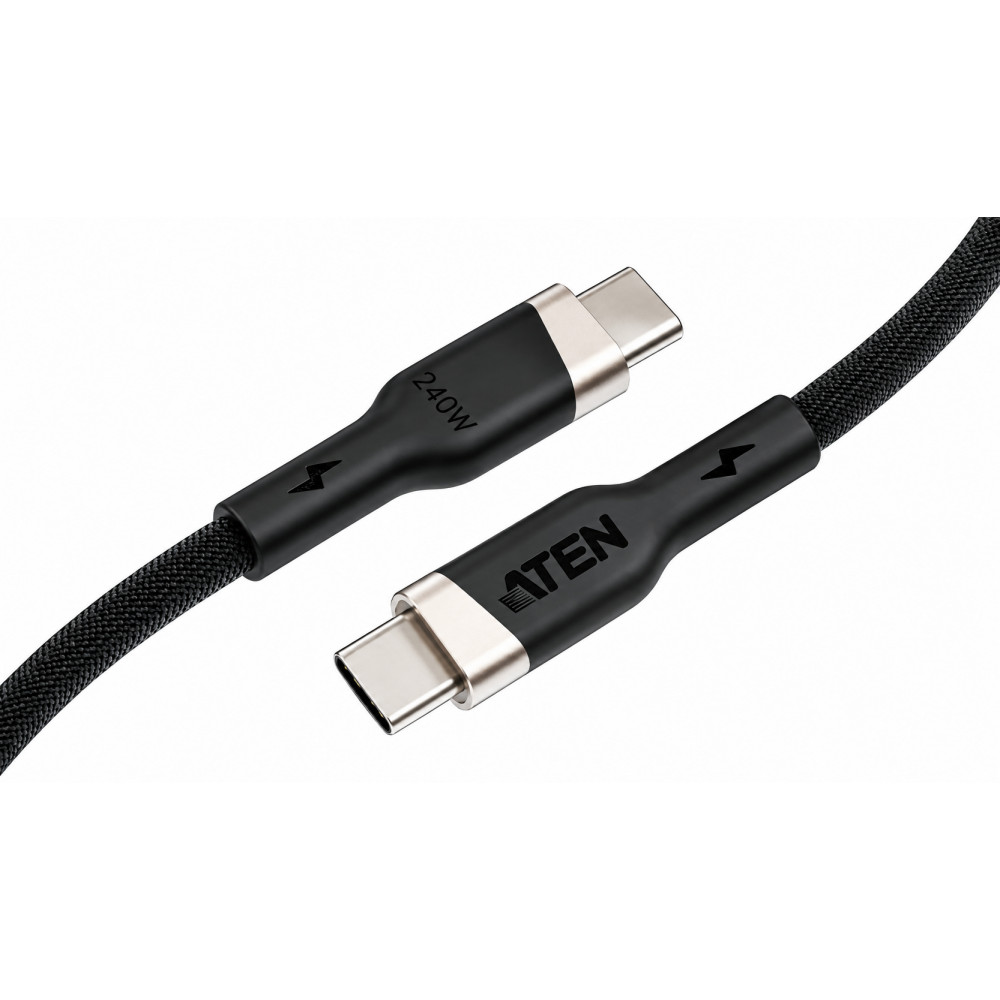 Aten 240W USB-C to USB-C Braided Charging Cable, 1 m | 2L-3101P240 | USB-C to USB-C