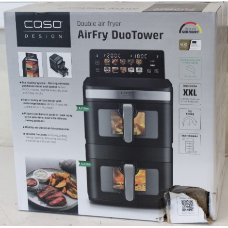 SALE OUT. Caso 03189 DuoTower Double Air Fryer, Total capacity 12.4 L, Black | Caso Double Air Fryer | AirFry DuoTower | Capacit