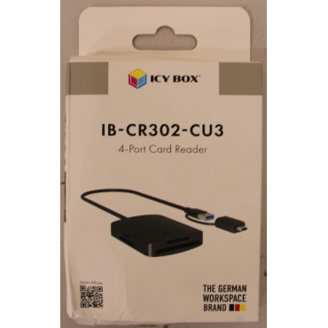 SALE OUT. | Raidsonic 4-in-1 Card Reader with USB 3.2 Gen 1 Type-A + Type-C | IB-CR302-CU3 | DAMAGED PACKAGING