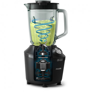 Philips Blender | HR2291/01 3000 Series | Tabletop | 600 W | Jar material Glass | Jar capacity 2 L | Ice crushing | Black