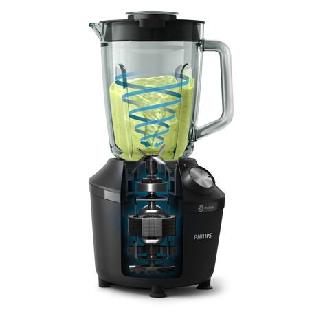Philips Blender | HR2291/01 3000 Series | Tabletop | 600 W | Jar material Glass | Jar capacity 2 L | Ice crushing | Black