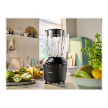 Philips Blender | HR2291/01 3000 Series | Tabletop | 600 W | Jar material Glass | Jar capacity 2 L | Ice crushing | Black