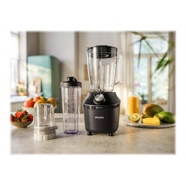 Philips Blender | HR2291/01 3000 Series | Tabletop | 600 W | Jar material Glass | Jar capacity 2 L | Ice crushing | Black