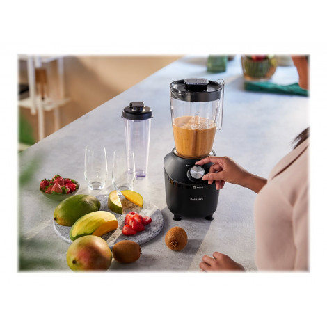 Philips Blender | HR2291/01 3000 Series | Tabletop | 600 W | Jar material Glass | Jar capacity 2 L | Ice crushing | Black