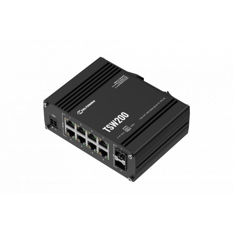 Teltonika | TSW200 | Industrial POE+ Ethernet Switch | DIN rail mountable | SFP ports quantity 2 | PoE+ ports quantity 8