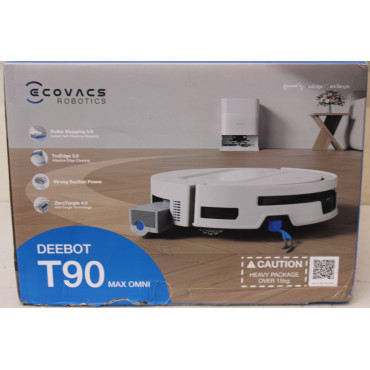 SALE OUT. Ecovacs DEEBOT T90 Max OMNI Vacuum Cleaner,Robot,Wet&Dry,30000Pa,TruEdge 3.0,ZeroTangle 4.0,OZMO Roller 3.0,White+OMNI