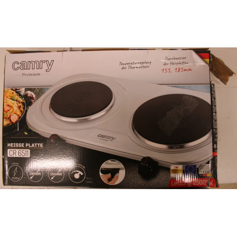 SALE OUT. Camry | CR 6511 | Number of burners/cooking zones 2 | Rotary knobs | Electric | Stainless steel | DAMAGED PACKAGING