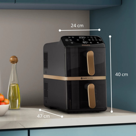 Philips Dual Basket Airfryer | NA462/70 4000 Series | Power 2750 W | Capacity 10 L | Rapid Air technology | Black
