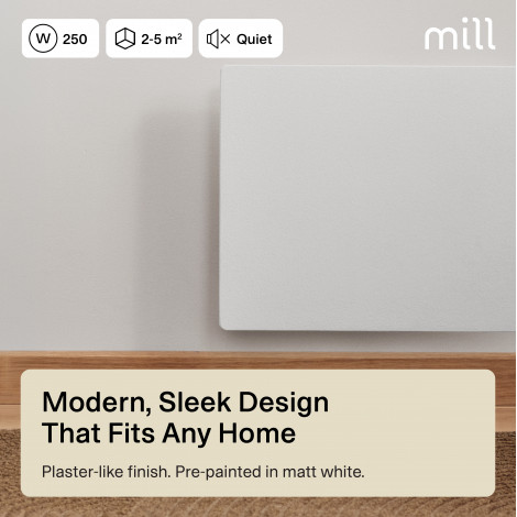 Mill Color Panel Heater | COLOR250 | Panel Heater | 250 W | Suitable for rooms up to 2-5 m | Matte White | IPX4