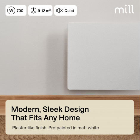 Mill Color Panel Heater | COLOR700DN | Panel Heater | 700 W | Suitable for rooms up to 9-12 m | Matt White | IPX4