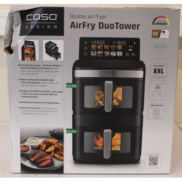 SALE OUT. Caso 03189 DuoTower Double Air Fryer, Total capacity 12.4 L, Black | Caso Double Air Fryer | AirFry DuoTower | Capacit
