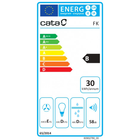 CATA Hood | FK SLIM 6000 X | Conventional | Energy efficiency class B | Width 60 cm | 162 m /h | Mechanical | LED | Stainless st