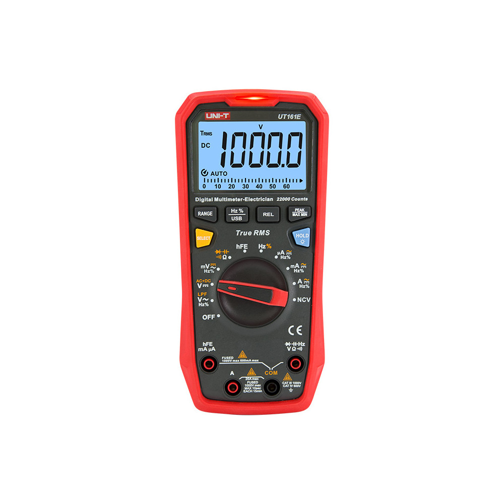 UNI-T UT161E Digital Multimeter, 1000 V AC/DC, 20 A AC/DC, 220 MΩ, 220 mF, 220 MHz, Auto Range