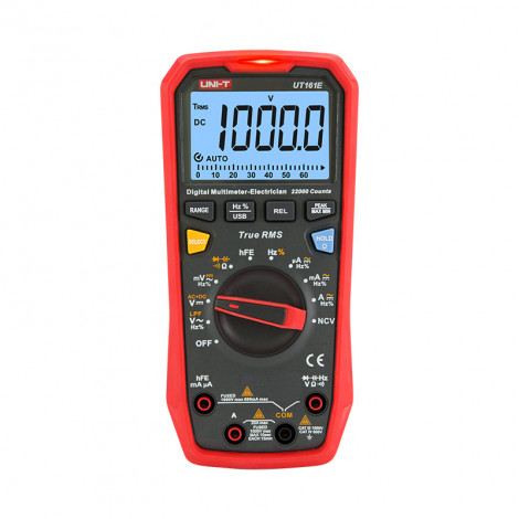 UNI-T UT161E Digital Multimeter, 1000 V AC/DC, 20 A AC/DC, 220 MΩ, 220 mF, 220 MHz, Auto Range