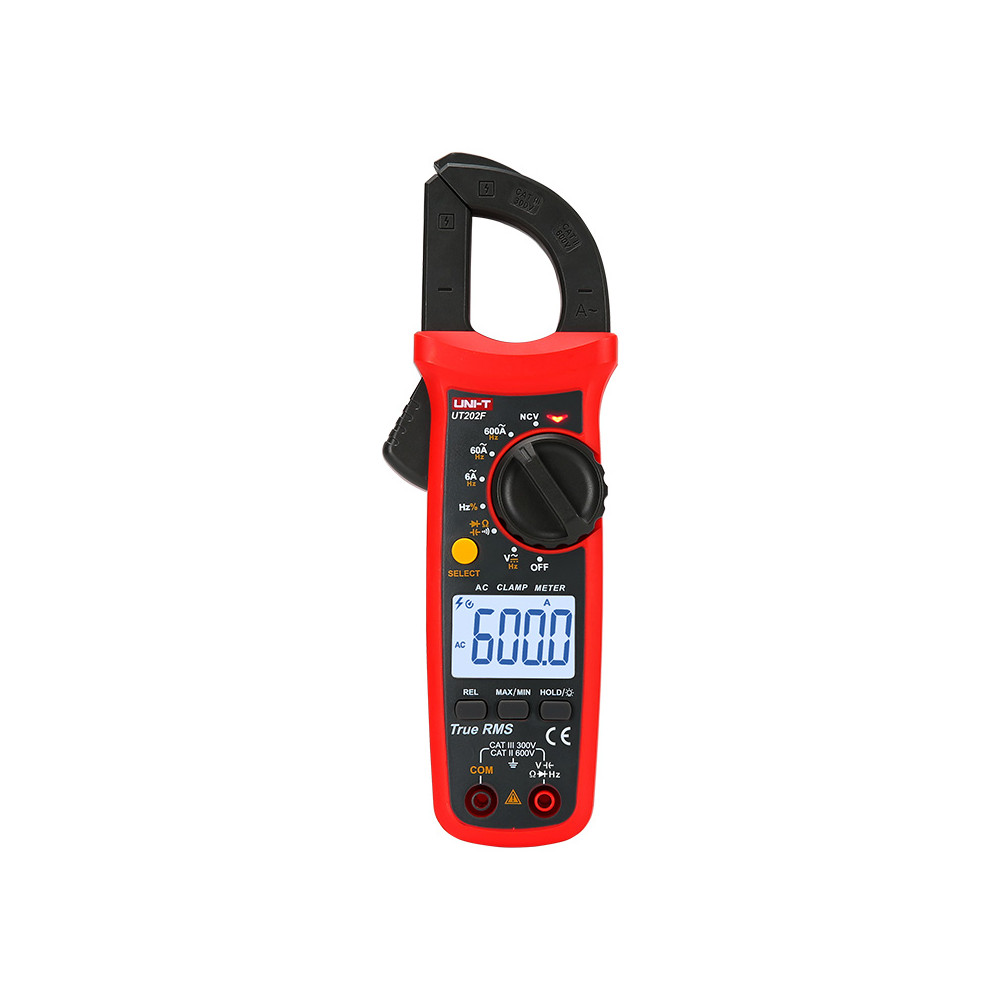 UNI-T UT202F True RMS Clamp Meter, 600 A, 600 V AC/DC, NCV, 28 mm Jaw, Frequency and Capacitance Measurement