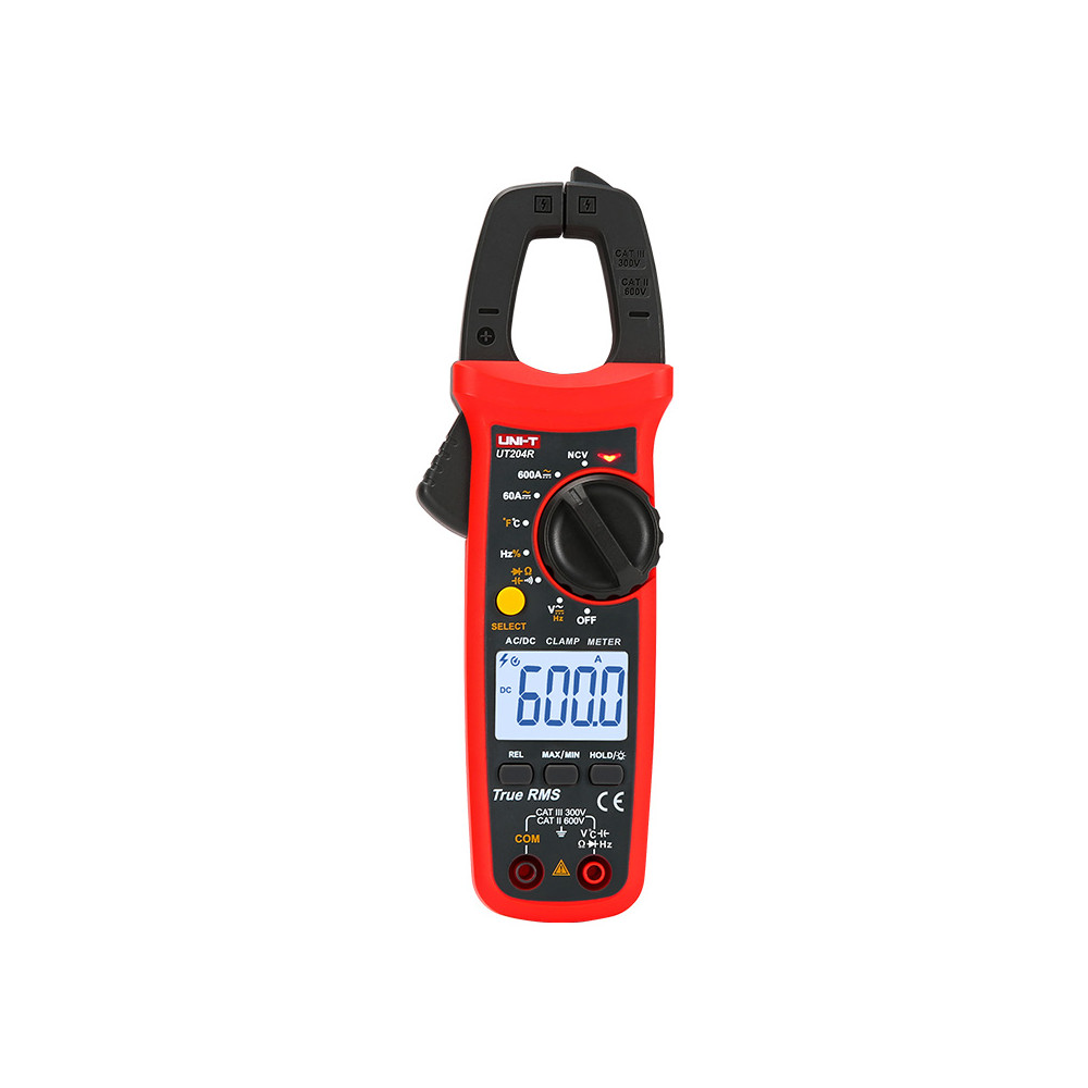 UNI-T UT204R Clamp Meter, CAT II / CAT III, Frequency, Temperature, Continuity, Diode and Resistance Measurement