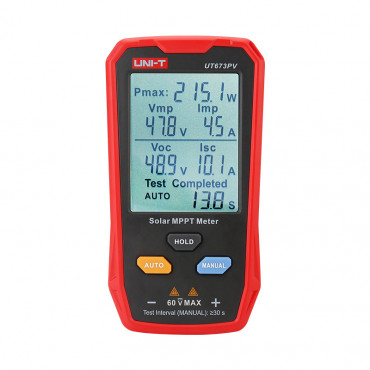 UNI-T UT673PV MPPT Solar Panel Tester, 5 800 W, 0 35 A, 12 60 V DC, Manual and Auto Modes