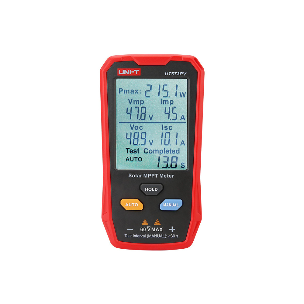 UNI-T UT673PV MPPT Solar Panel Tester, 5 800 W, 0 35 A, 12 60 V DC, Manual and Auto Modes