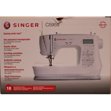SALE OUT. | Singer Sewing Machine | C5955 | Number of stitches 417 | Number of buttonholes 8 | White | DAMAGED PACKAGING AND EXT